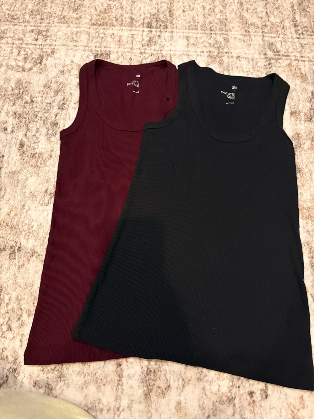 2 SO Ribbed Tank Top - Black and Burgundy